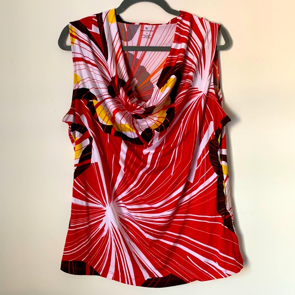 Womens sleeveless bright pattern polyester top, From Worthington